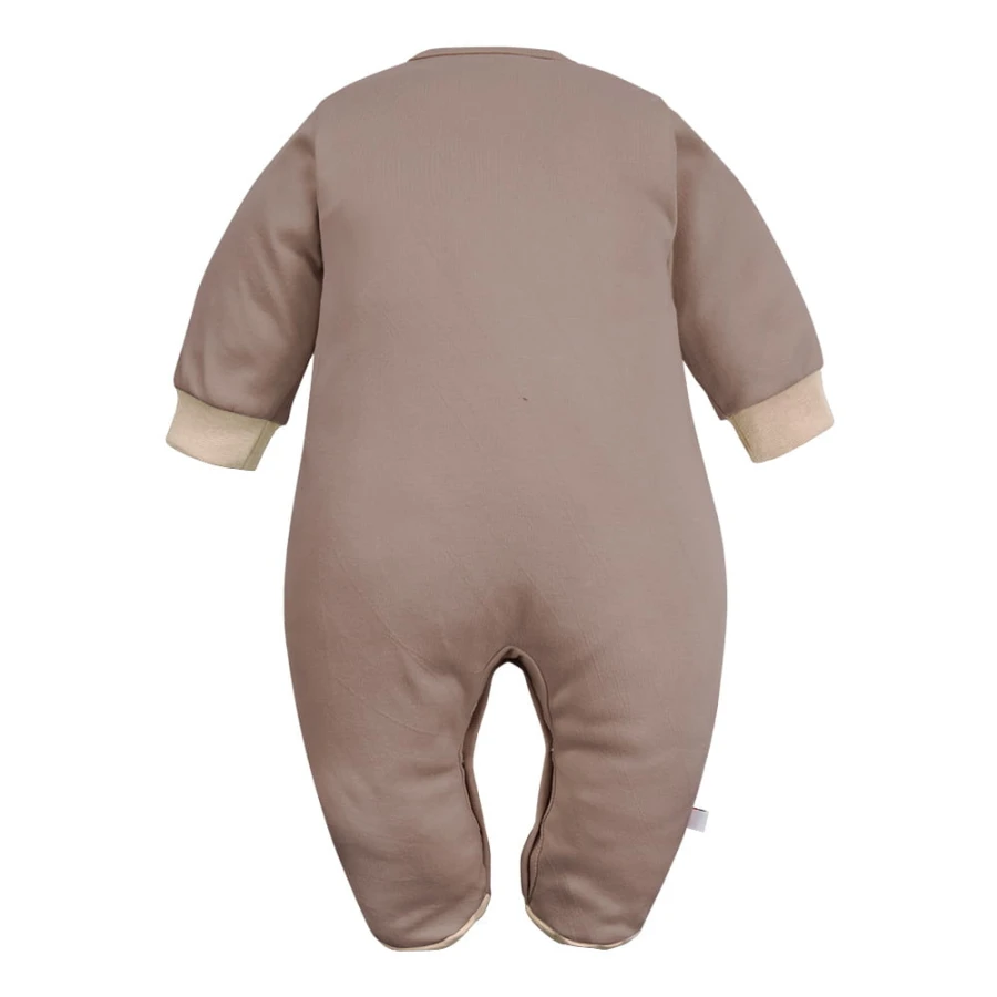 Babystrampler Braun mit Bärenstickerei