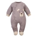 Babystrampler Braun Melange mit Bärenstickerei