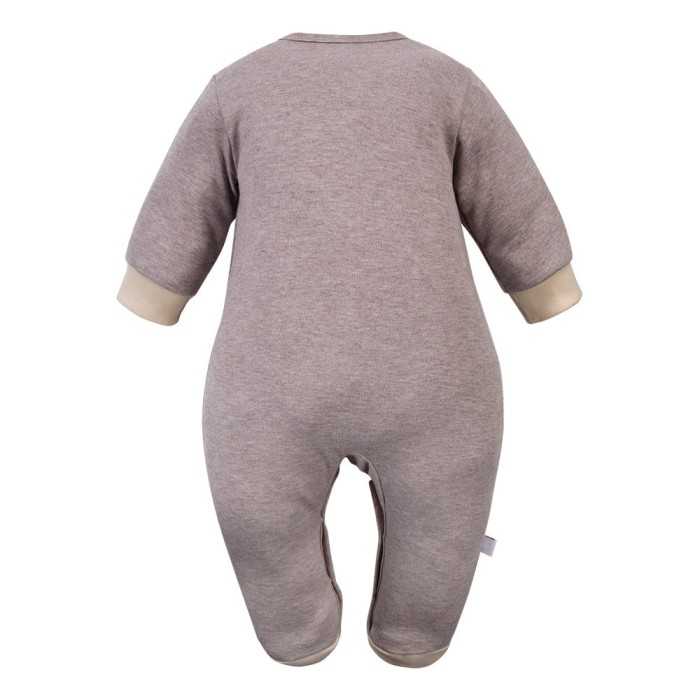 Babystrampler Braun Melange mit Bärenstickerei