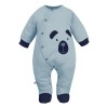 Babystrampler Blau mit Bärenstickerei