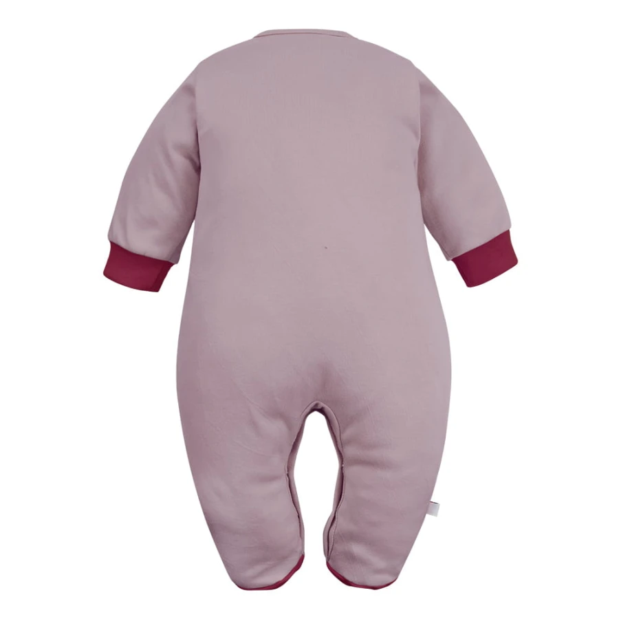 Babystrampler Rosa mit Bärenstickerei