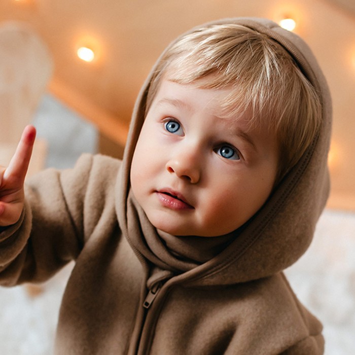 Karamellfarbener Merino Schlauchschal für Kinder