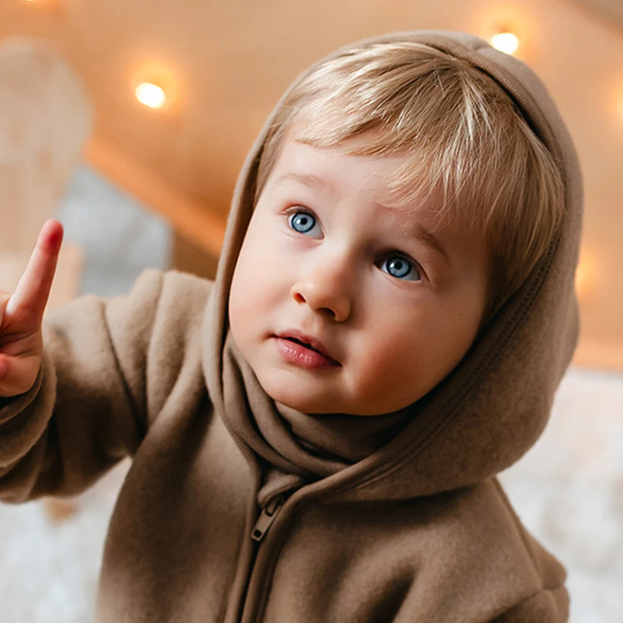 Karamellfarbener Merino Schlauchschal für Kinder