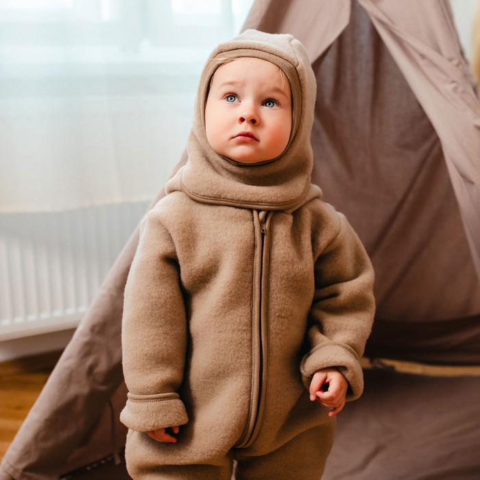 Karamellfarbener Merino Kinderoverall