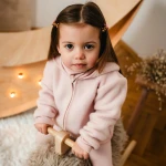 Rosa Merino Kinderjacke – wächst mit dem Kind