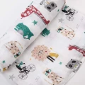 White bamboo swaddle with animals 120x120