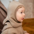 Karamellfarbene Merino Kinder-Sturmhaube