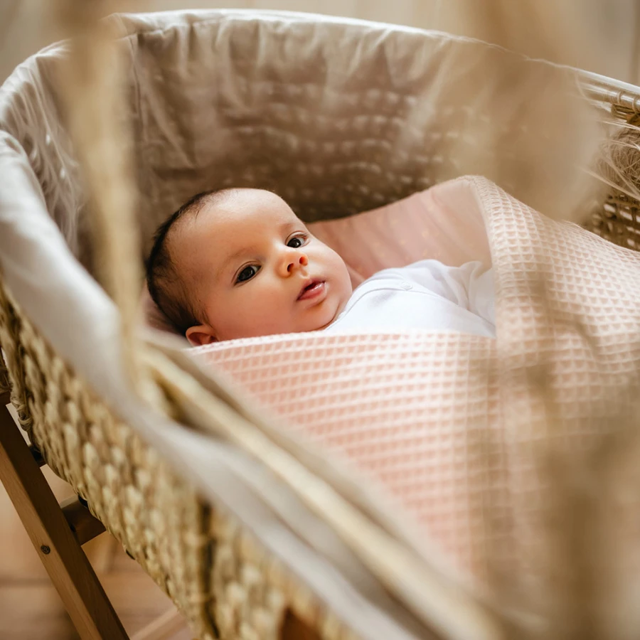 Rosa Baby-Nest mit Blumen 75x75
