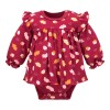 Mädchen-Set Body-Tunika und Leggings bordeaux mit Blättern und Eicheln