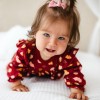Mädchen-Set Body-Tunika und Leggings bordeaux mit Blättern und Eicheln