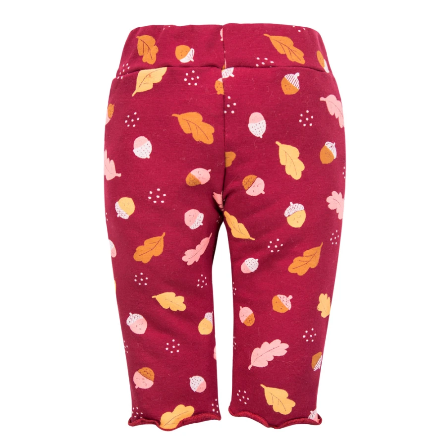 Mädchen-Set Body-Tunika und Leggings bordeaux mit Blättern und Eicheln