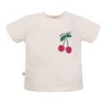 Girls' ecru T-shirt with cherry print