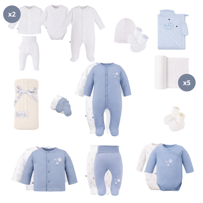Mega Erstausstattung für Babys – komplette Neugeborenen-Ausstattung blau