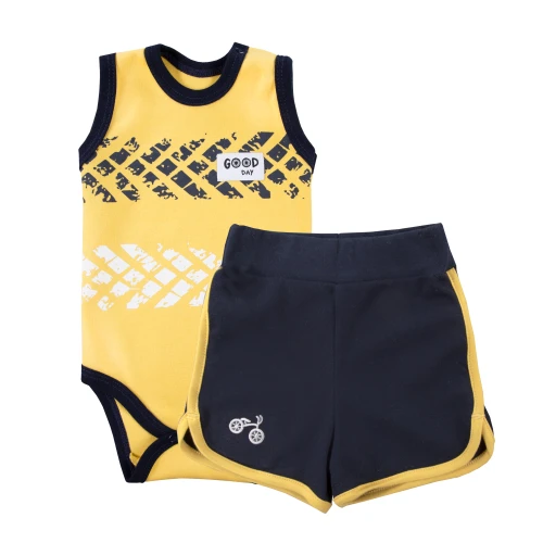 Jungen-Set gelber ärmelloser Body und Shorts