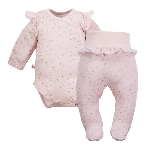 Mädchen-Set Body mit Rüschen und Strampler rosa