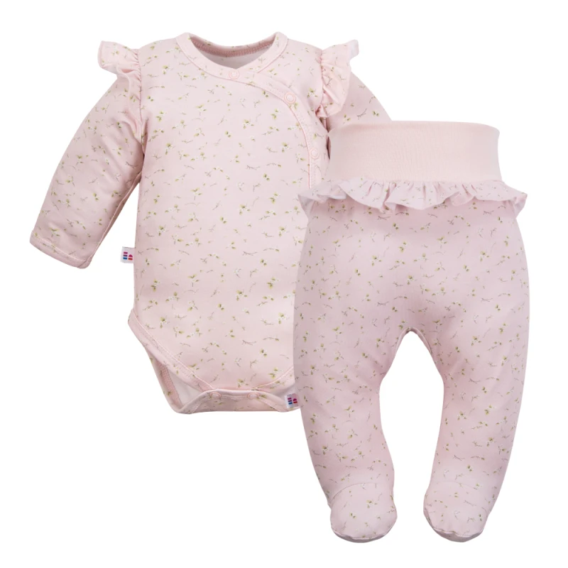Mädchen-Set Body mit Rüschen und Strampler rosa