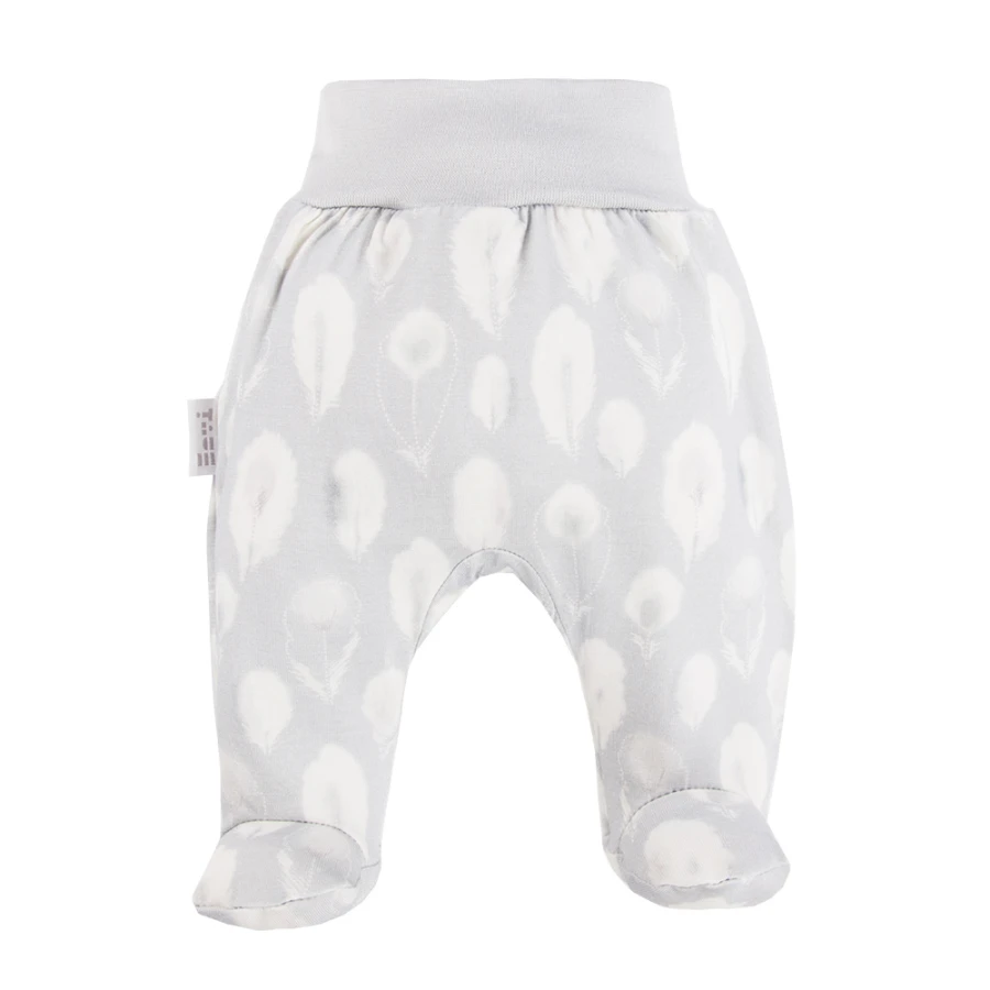 Bambus Baby Set Body und Hose grau mit Federn