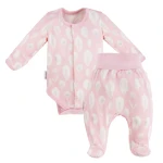 Bambus Baby Set Body und Hose rosa mit Federn