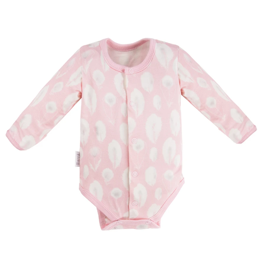 Bambus Baby Set Body und Hose rosa mit Federn