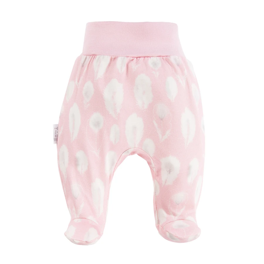 Bambus Baby Set Body und Hose rosa mit Federn