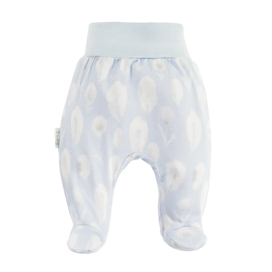 Bambus Baby Set Schlafanzug Body und Hose blau mit Federn