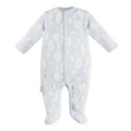 Bambus Baby Set Schlafanzug Body und Hose blau mit Federn