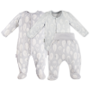 Bambus Baby Set Schlafanzug Body und Hose grau mit Federn