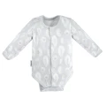 Baby bamboo set sleepsuit, sleep romper, bodysuit, hat and footed pants grey with feathers