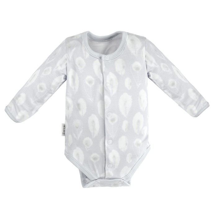 Baby-Set Schlafanzug, Strampler, Body, Mütze und Hose grau mit Federn