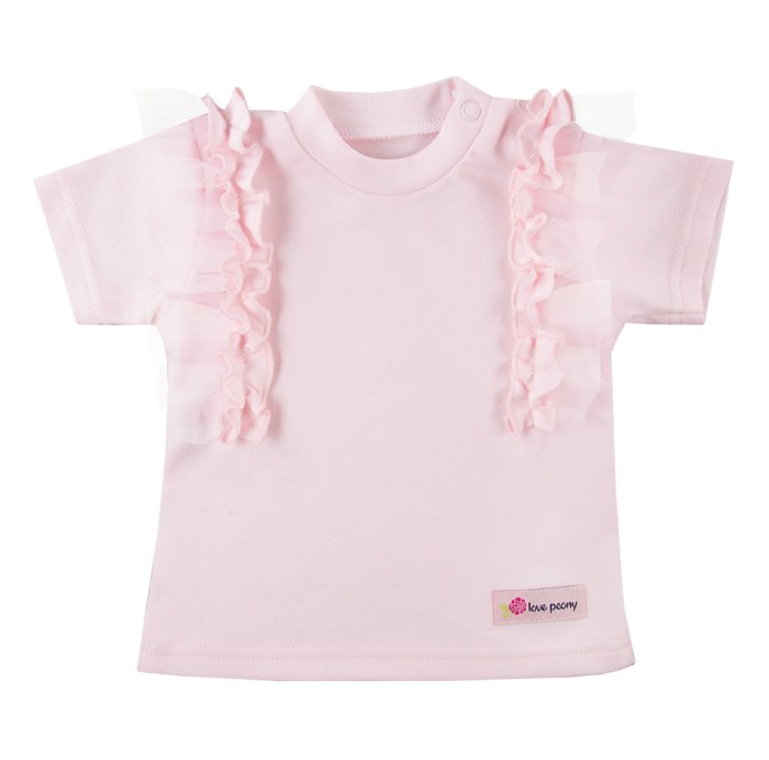 Mädchen-Set rosa Bluse mit Tüllrüsche und Jeanshose