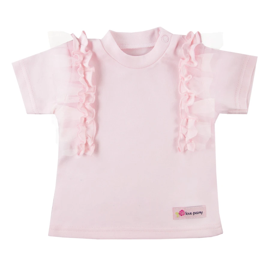 Mädchen-Set rosa Bluse mit Tüllrüsche und Jeanshose