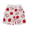 Ecrufarbene Sweatshorts mit Apfelmuster