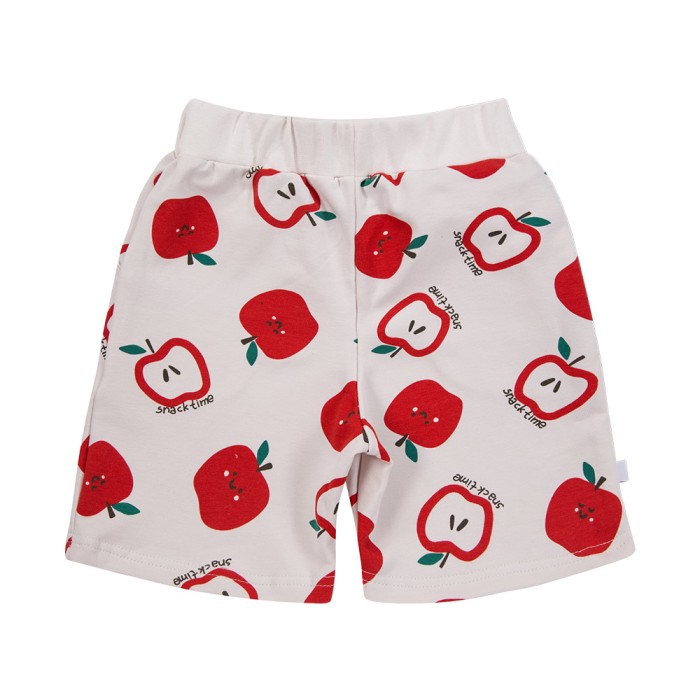 Ecrufarbene Sweatshorts mit Apfelmuster