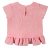 Set Rosa Musselinbluse und dunkelblaue Shorts