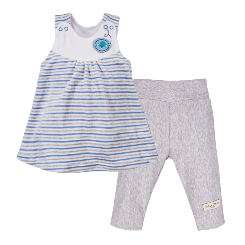 Set blaue Tunika und graue Leggings