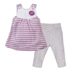 Set violette Tunika und graue Leggings
