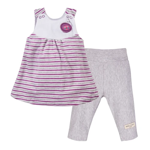 Set violette Tunika und graue Leggings