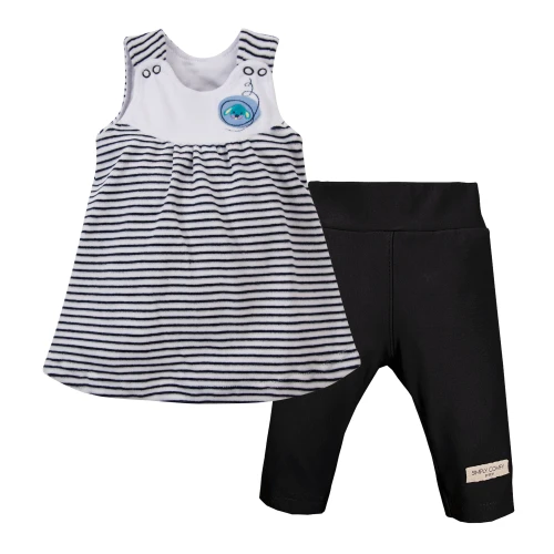 Navy tunic and black leggings set