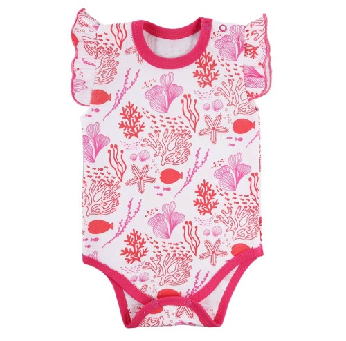 Babybody mit Trägern und Korallenmuster, mehrfarbig