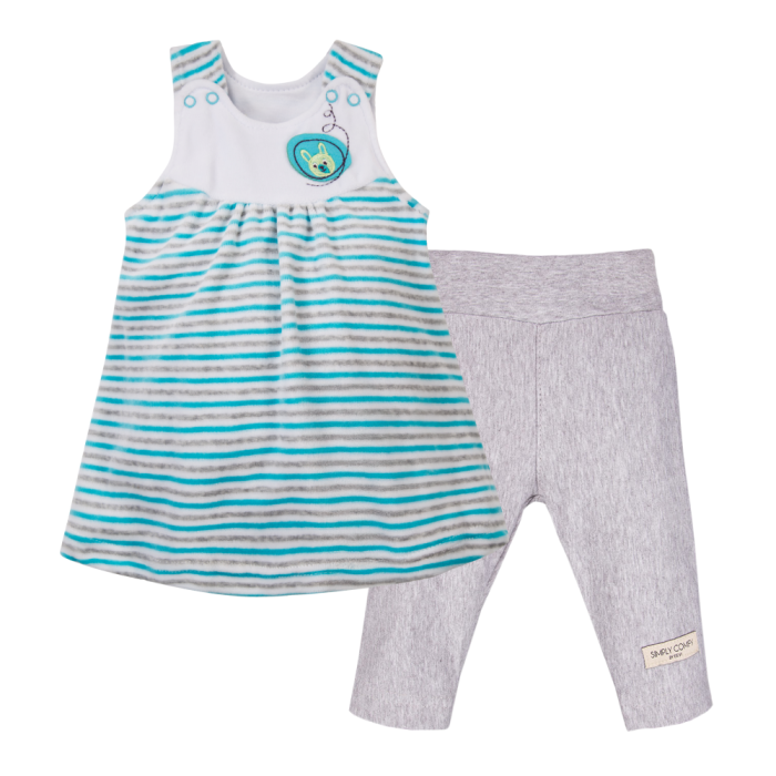 Set türkisfarbene Tunika und graue Leggings