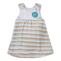 Beige and turquoise striped tunic and beige leggings set