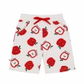 Ecrufarbene Sweatshorts mit Apfelmuster