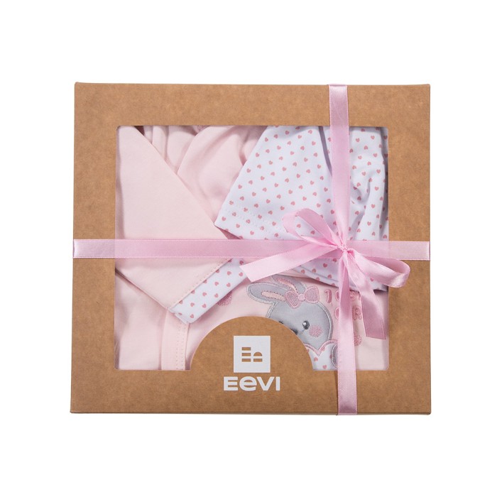 Babyset mit Body, Strampler und Fußhose in Rosa