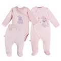 Babyset mit Body, Strampler und Fußhose in Rosa