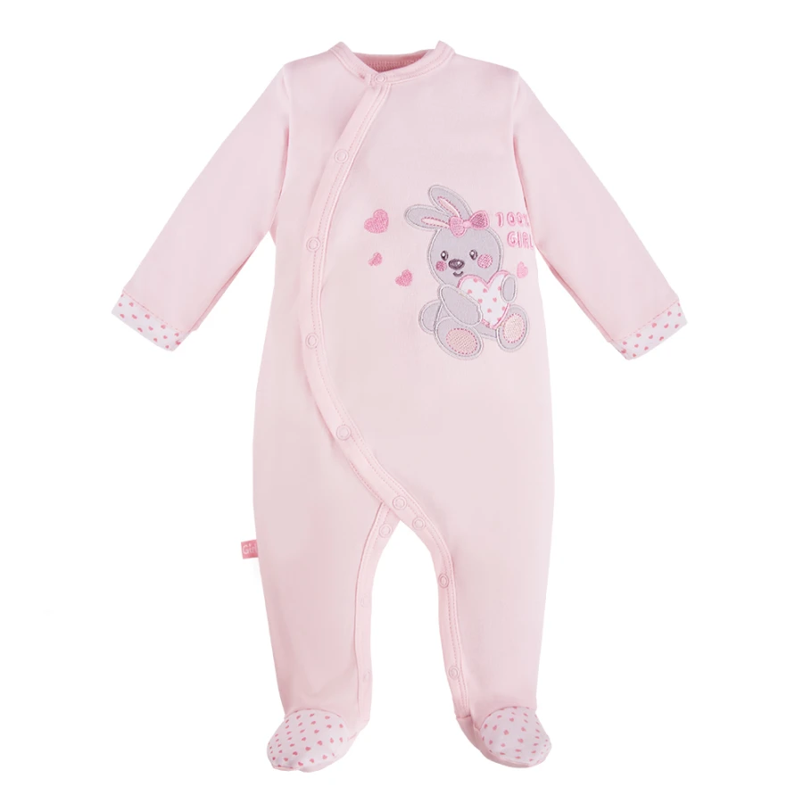 Babyset mit Body, Strampler und Fußhose in Rosa