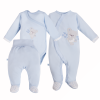 Babyset mit Body, Strampler und Fußhose in Blau