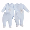Babyset mit Body, Strampler und Fußhose in Blau
