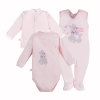 Babyset Body, Strampler und Jäckchen in Rosa