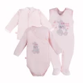 Babyset Body, Strampler und Jäckchen in Rosa