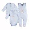 Babyset Body, Strampler und Jäckchen in Blau